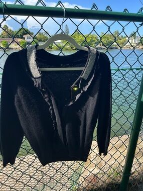 DKNY Black V-Neck Sweater with “ diamond”  Collar